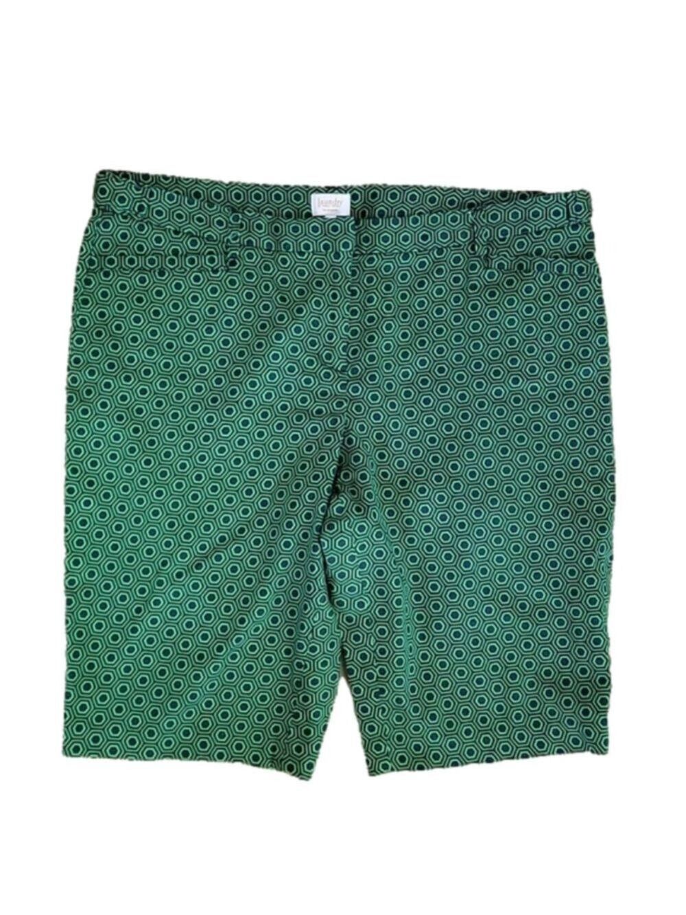 Laundry by Shelli Segal Green Navy Bermuda Shorts Size 12 EUC